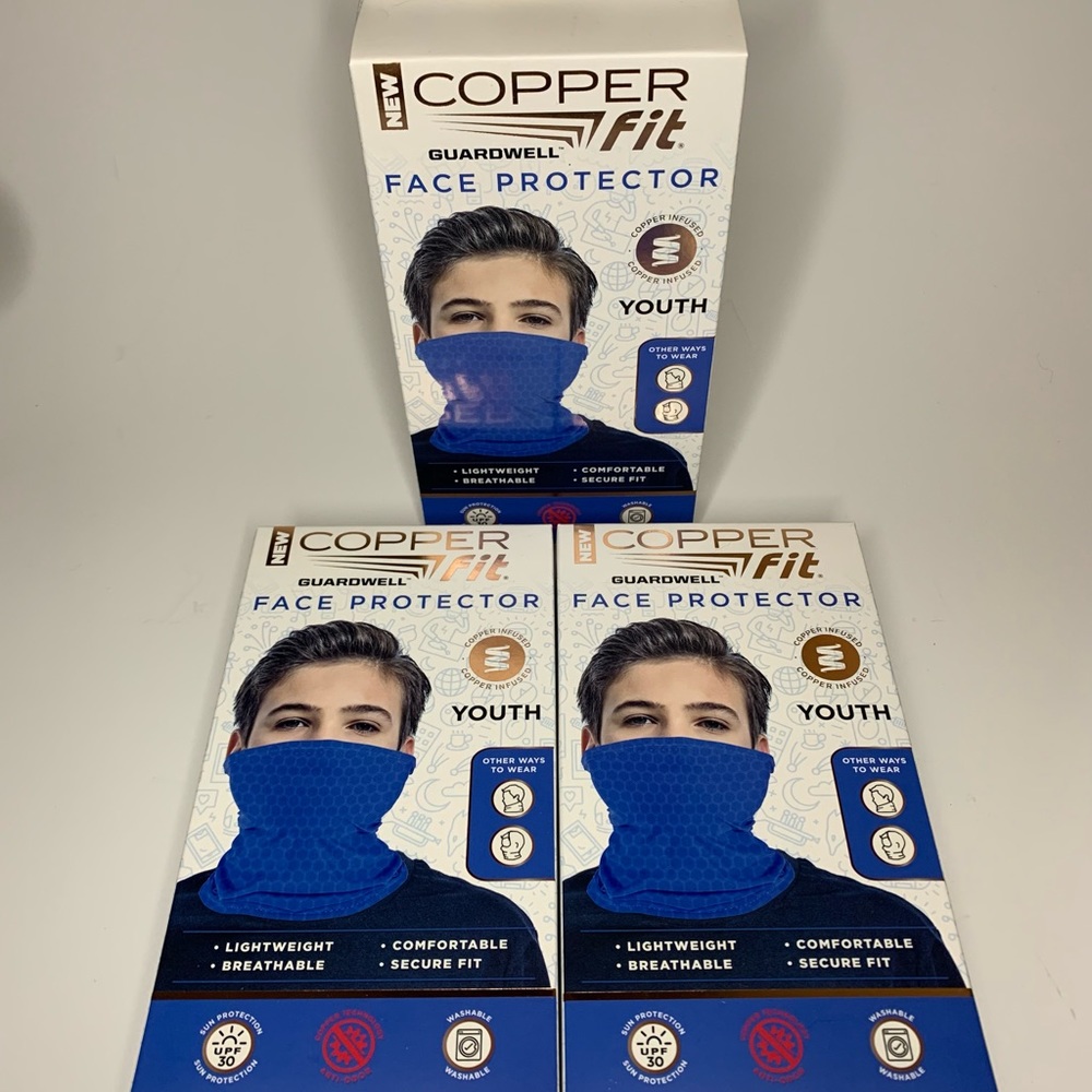 3-Copper Fit Guardwell Youth Boys Face Protector Mask Ages 8+